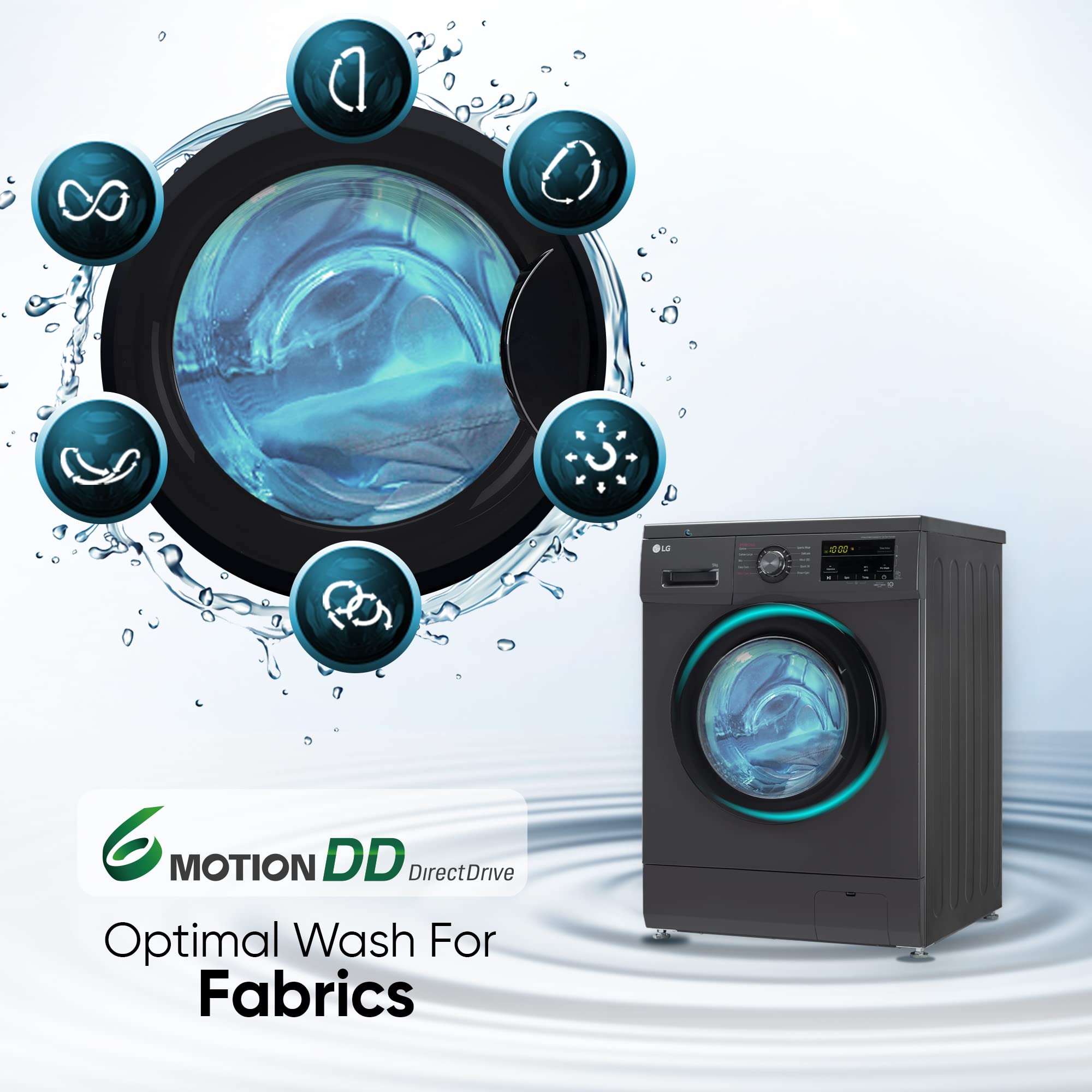LG 9 Kg 5 Star Direct Drive Technology, Steam Wash, 6 Motion DD, Smart Diagnosis, Fully-Automatic Front Load Washing Machine (FHM1409BDM, Allergy Care, In-Built Heater, Touch Panel, Middle Bl