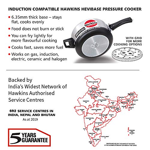 Hawkins 3.5 Litre Hevibase Pressure Cooker, Induction Inner Lid Cooker, Silver (IH35)