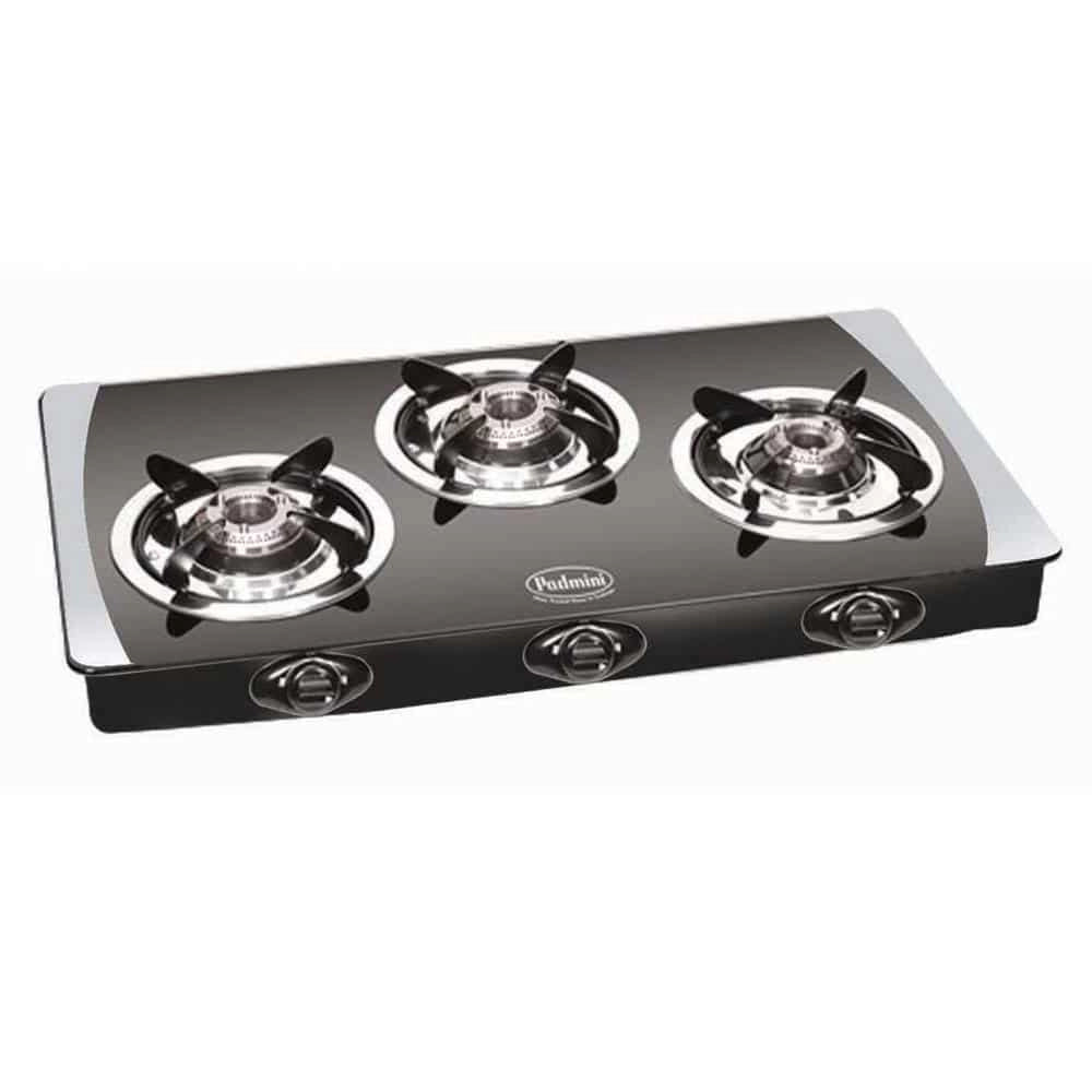 Padmini 3 Burner Gas Stove - Cs-3Gt RU Auto Black