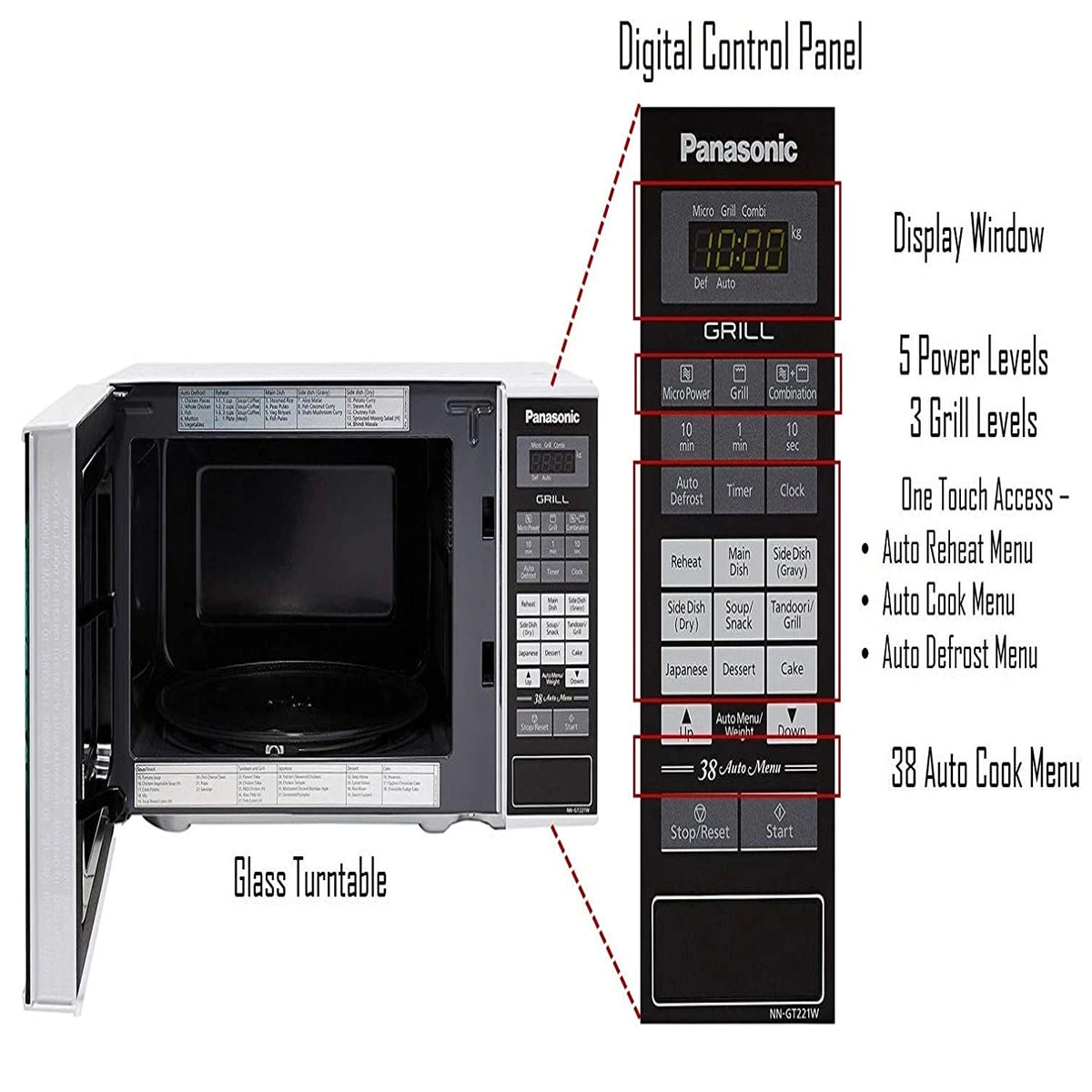 Panasonic 20 L Grill Microwave Oven - NN-GT221WFDG