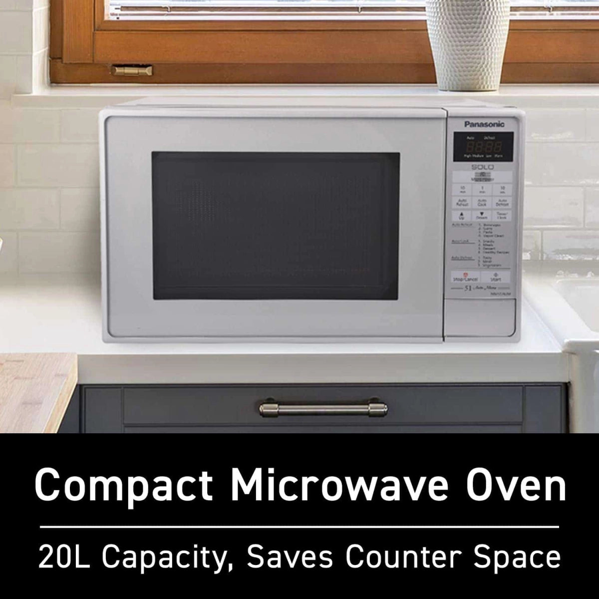 Panasonic 20L Solo Microwave Oven (NN-ST26JMFDG, Silver, 51 Auto Menus)