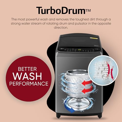 LG 9.0 Kg 5 Star AI Direct Drive Technology, Steam Wash for Allergy Removal Fully Automatic Top Loading Washing Machine (THD09SPM, Middle Black, More Fabric Care & Convenience, In-Built Heate