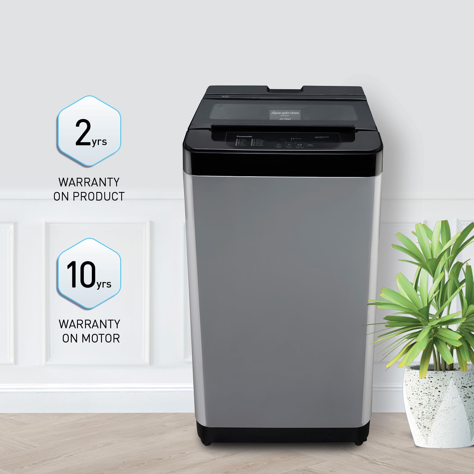 Panasonic 6.5 Kg 5 Star Fully-Automatic Top Load Washing Machine (2024 Model, NA-F65LF3CRB, Charcoal Inox Grey, 12 Wash Program, Active Foam Wash Technology, Antibacterial Water Inlet)