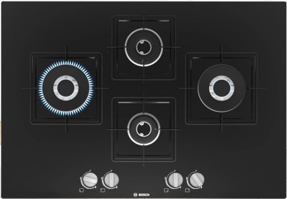 BOSCH PNI7B6B10I Glass Automatic Hob 4 Burners Black 75cm