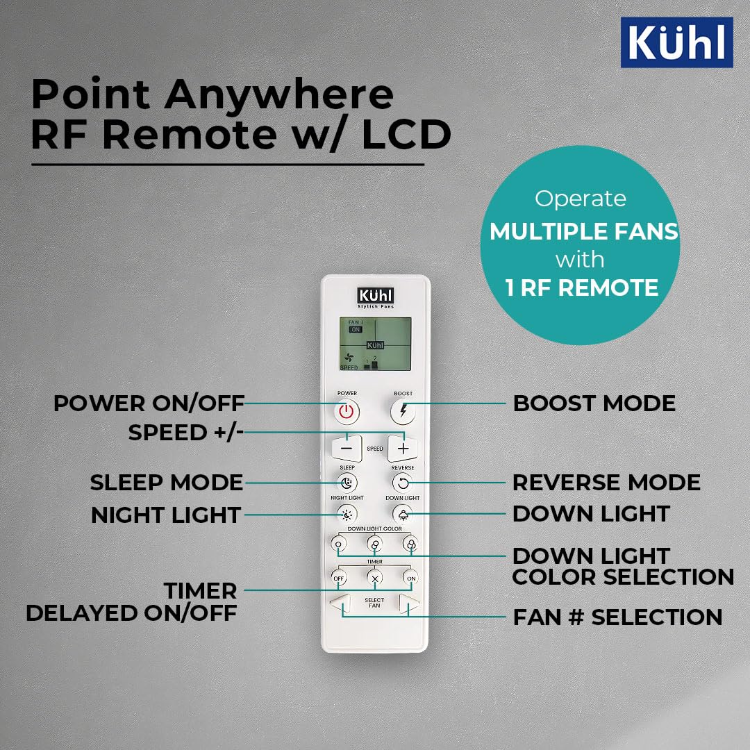 KUHL Galaxis G6 1400MM Stylish Power Saving BLDC Ceiling Fan with Remote | Down Light | 32W | 5 Star | IoT – Operate via Mobile & Alexa | Reverse Mode | Free Installation | White