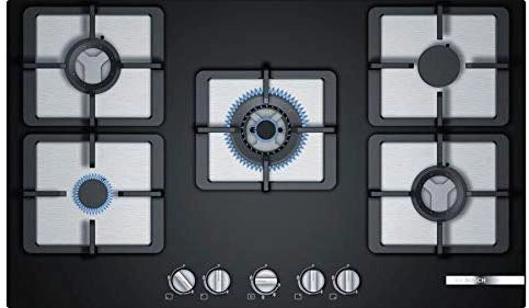 Bosch Built in Gas Hob Glass Top 5 Burner Black PPQ9S6F20I