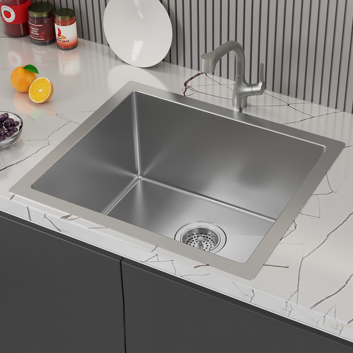 Kohler Kitchen Sink | 1.2 mm Thick Stainless Steel Single Bowl with SilentShield™ | 10" Deep, Round Corners for Easy Cleaning | 21x18x10 inches, Brushed Matte Steel