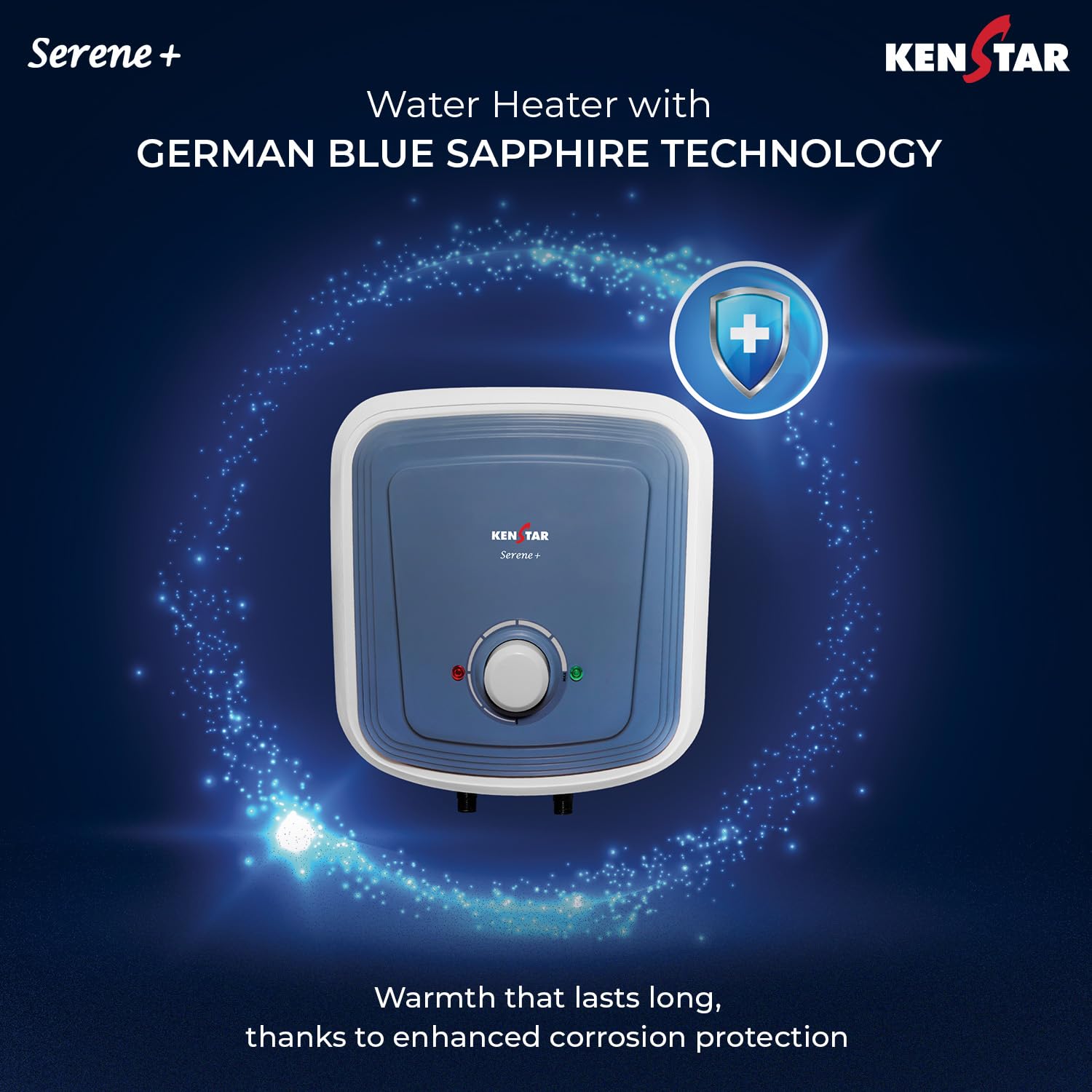Kenstar SERENE + 25L Vertical Storage Water Heater Geyser 5 Star BEE Rated Heater For Water Heating White & Blue 2 Yr Warranty Wall Mounting