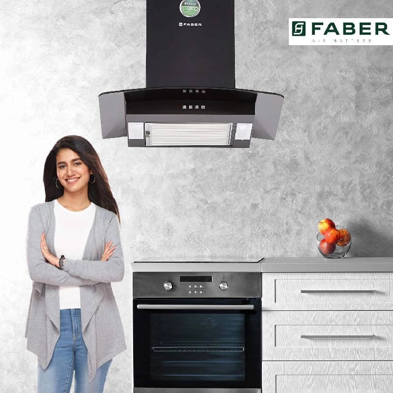 Faber Kitchen Chimney Push Butoon Pretty Plus Pro LTW 60 cm 1 Baffle Filter Black