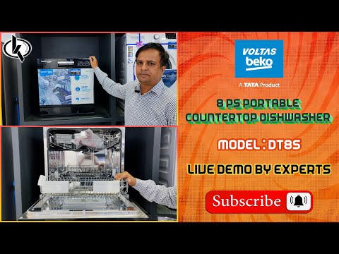 Voltas Beko 8 Place Settings Table Top Dishwasher (DT8S, Silver, Inbuilt Heater)