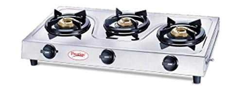 Prestige Prime 3 Burner Regular Silver Gas Stove , ISI Certified