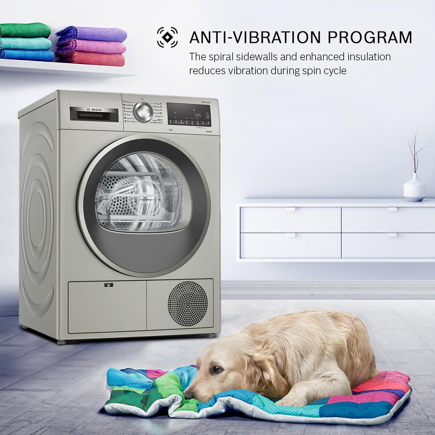 Bosch 8kg Front Load Condenser Tumble Dryer (WPG23108IN, 5 Drying Options, 14 Programs)