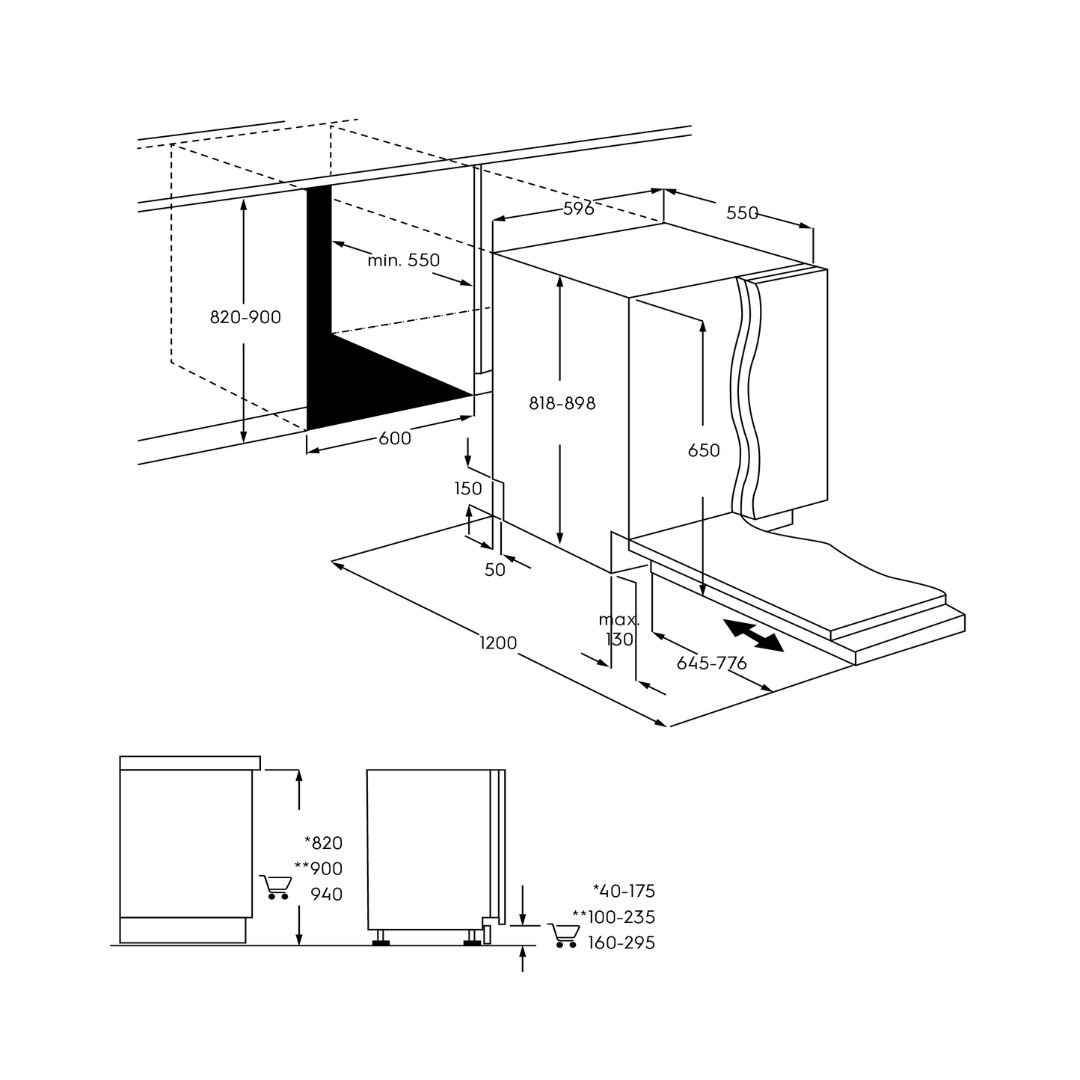Electrolux EEM48330L 60Cm Ultimate Care 700 Fully  Integrated Dishwasher with 14  Place Settings