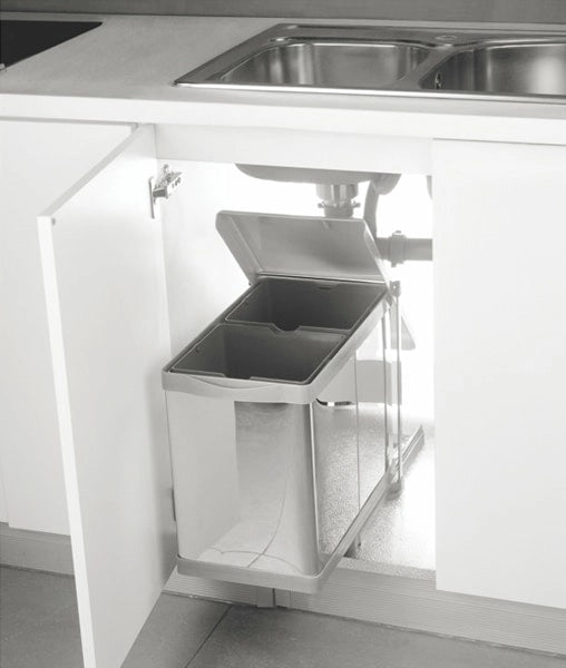 Inox Pull Out Waste Bin Stainless (With Auto Close Sliders)