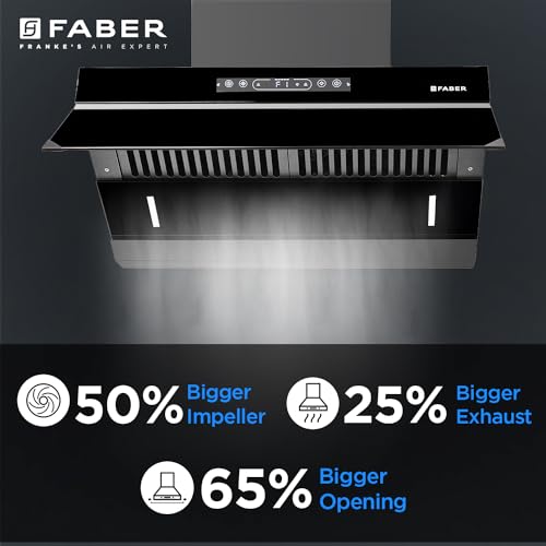 Faber 60cm 1500m³/hr Autoclean Kitchen Chimney|Digital Display|Filterless|Slant Body|T-Shape Panel|Touch+Gesture|12Yr on Motor,5Yr Comprehensive Warranty by Faber|Hood Alpine FL HC BK 60, Mat