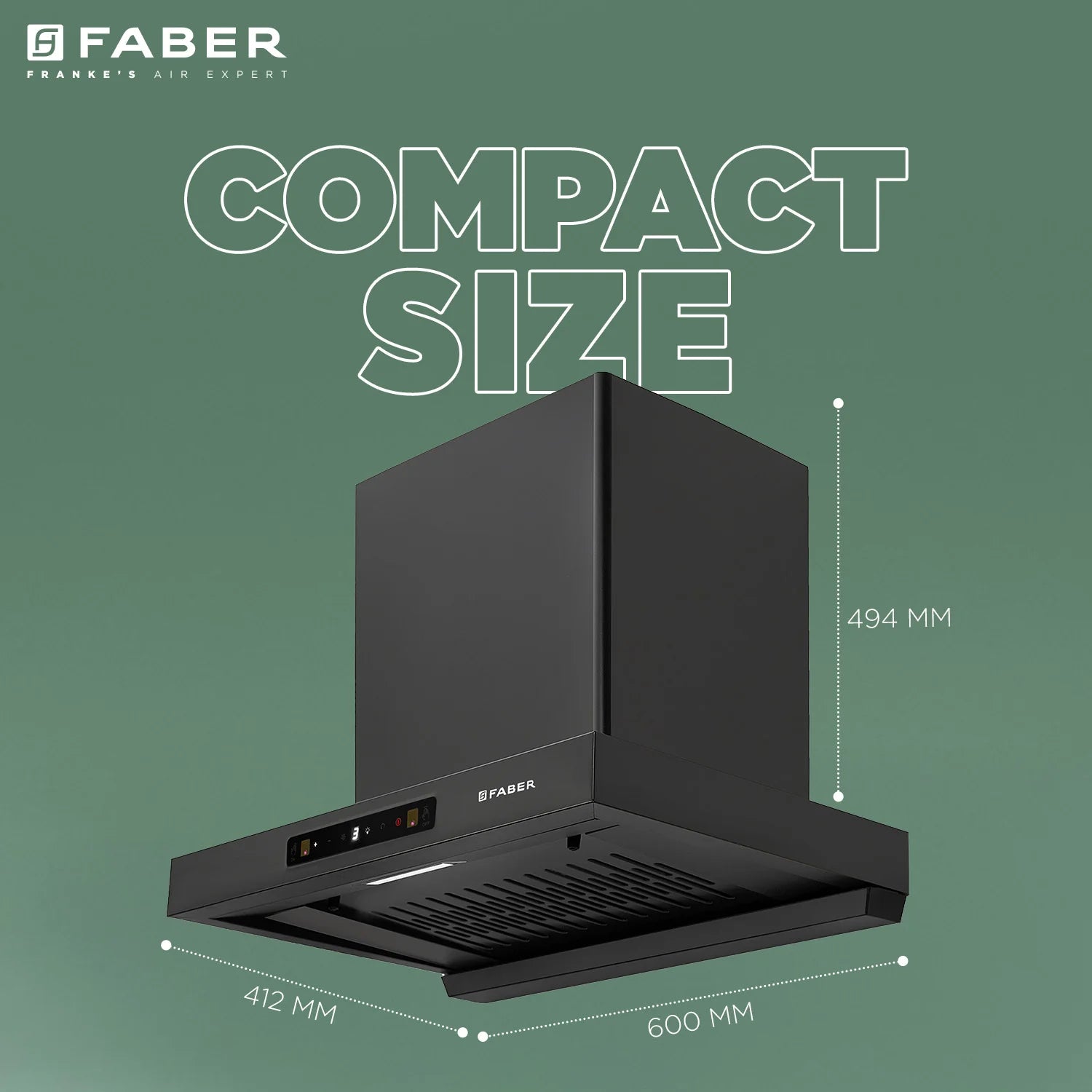Faber 1500 M3/Hr 60 Cm Hood CHARM BLDC HC SC FL BK IN - Efficient Kitchen Ventilation