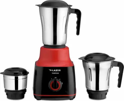 Lazer Torpedo 3 Jars 550W Mixer Grinder (Black)