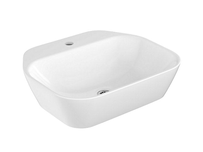kohler K-25316IN-0 536mm square vessel with single faucet hole in white