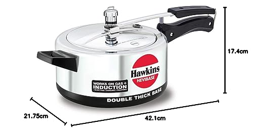 Hawkins 3.5 Litre Hevibase Pressure Cooker, Induction Inner Lid Cooker, Silver (IH35)