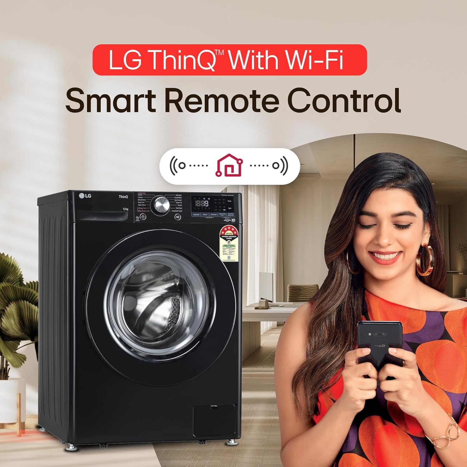 LG 12kg 5-Star AI Direct Drive Wi-Fi Steam Fully Auto Front-Load Washer (FHP1412Z3O)
