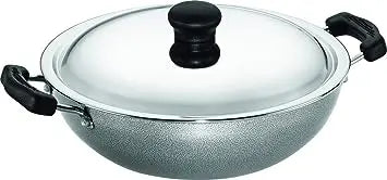 Butterfly Raga Non-Stick Aluminium Kadai with Lid, 25 cm, Black
