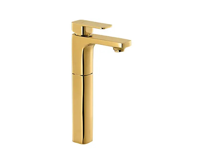 Cera F1005452FG Lustre Ruby French Gold Finish Single Lever Basin Mixer With 305 mm (12") Extended Body And 600 mm Braided Connection Pipe (Without Pop Up)