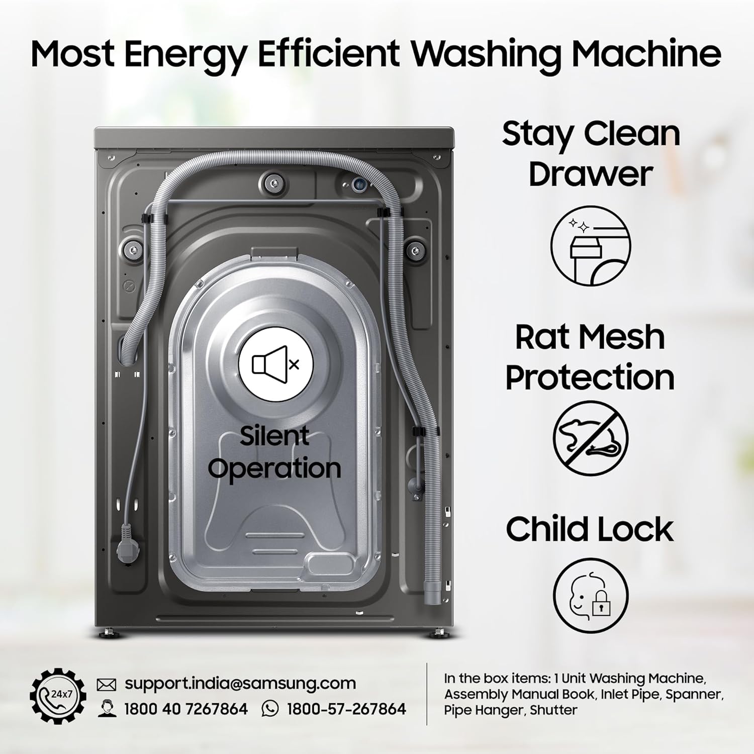 Samsung WW70T502NAN1TL AI Front Load Washer 7kg 5 Star Energy
