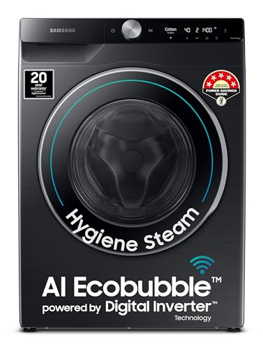 Samsung 11 kg, 5 Star, AI Ecobubble, Super Speed, Wi-Fi, Hygiene Steam with Inbuilt Heater, Digital Inverter, Fully-Automatic Front Load Washing Machine (WW11CG604DLBTL, BLACK CAVIAR, 2023 Mo