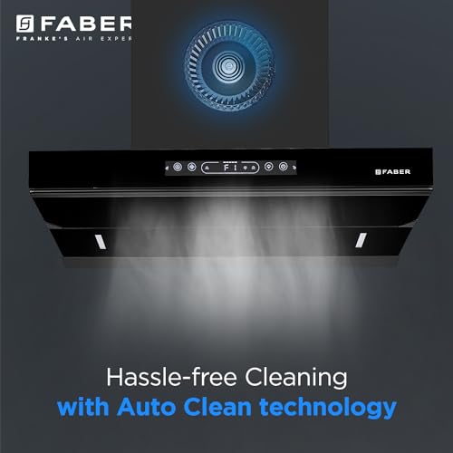 Faber 60cm 1500m³/hr Autoclean Kitchen Chimney|Digital Display|Filterless|Slant Body|T-Shape Panel|Touch+Gesture|12Yr on Motor,5Yr Comprehensive Warranty by Faber|Hood Alpine FL HC BK 60, Mat