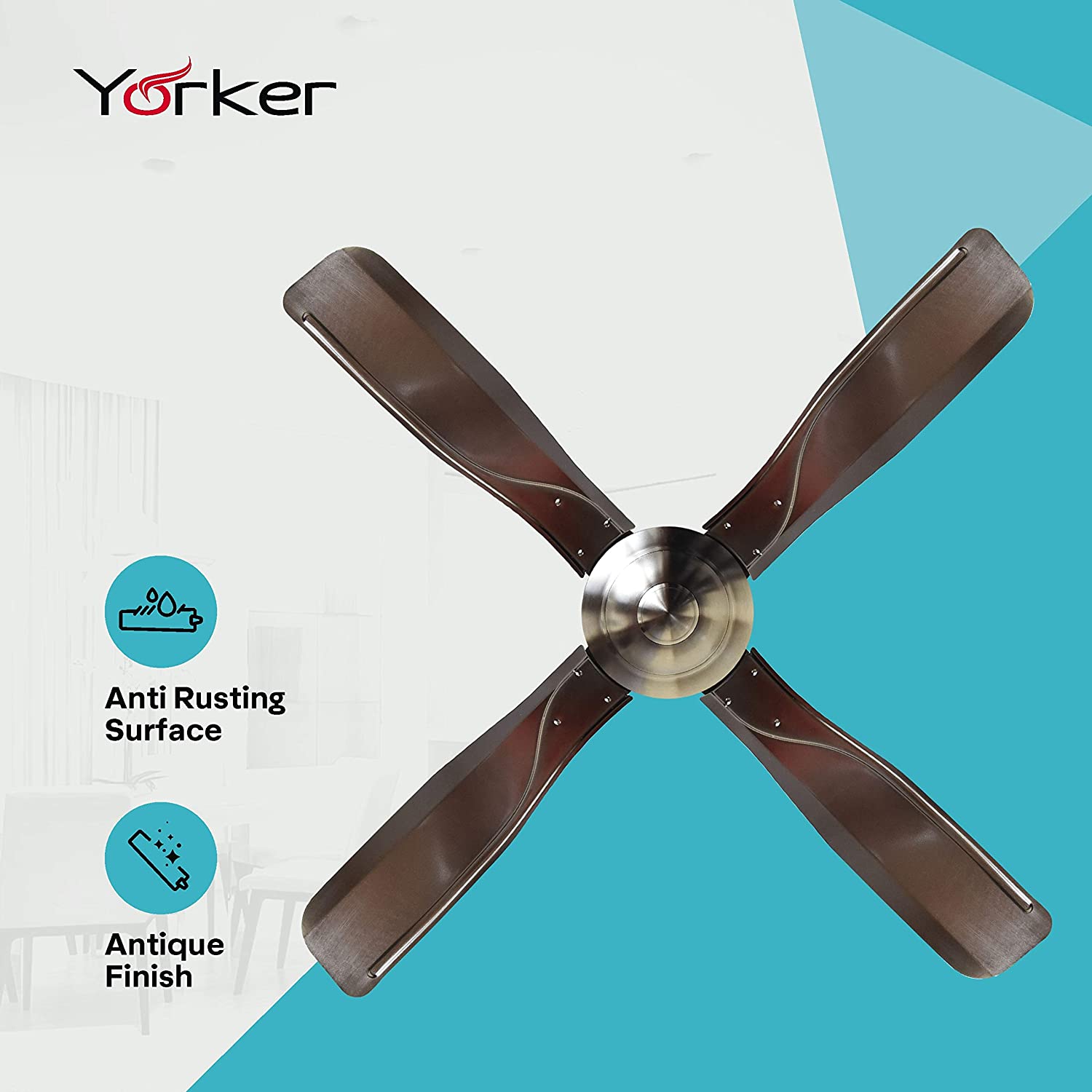 Havells Yorker 1320mm Ceiling Fan (Antique Copper)