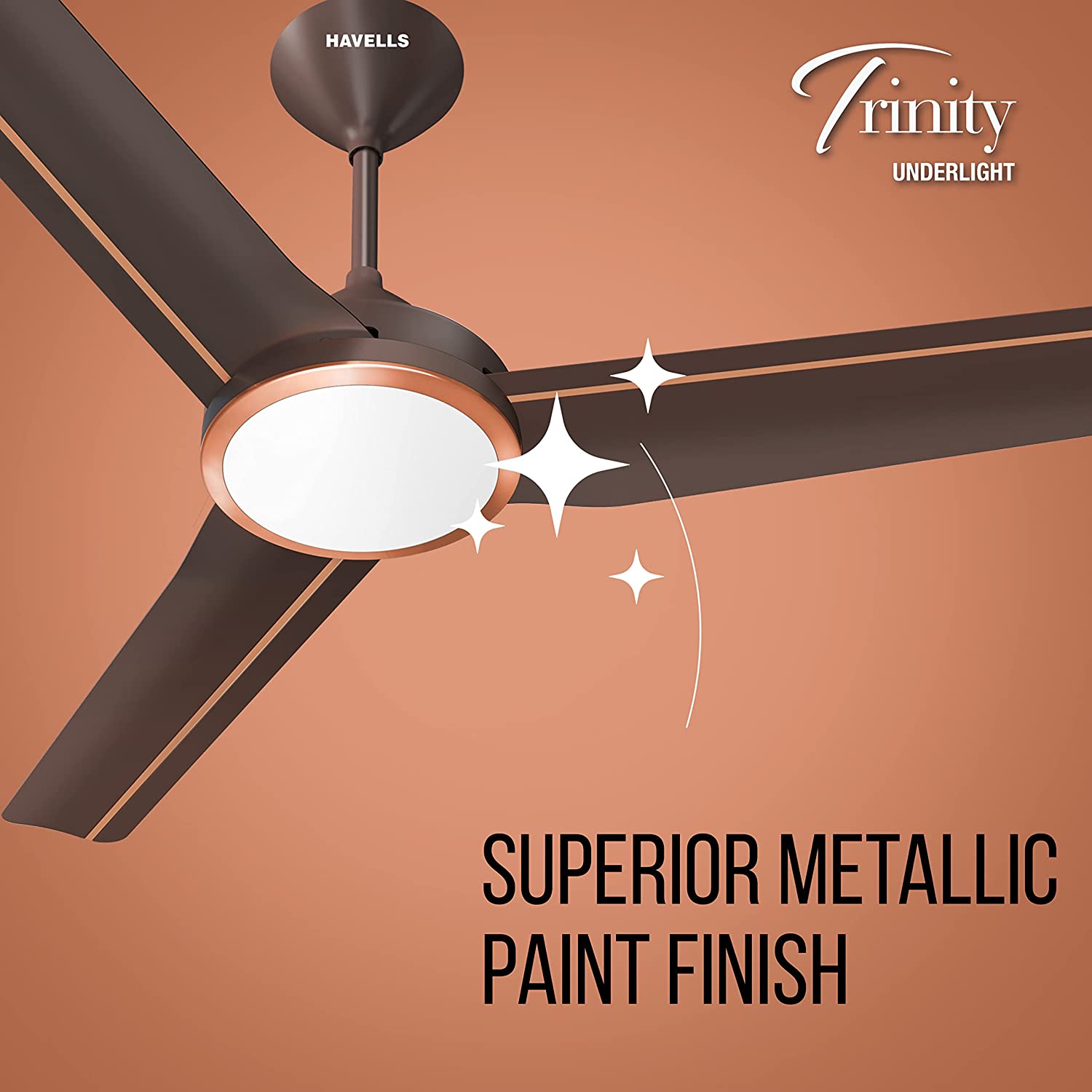 Havells Trinity Underlight 1200mm Ceiling Fan Dusk LT Copper