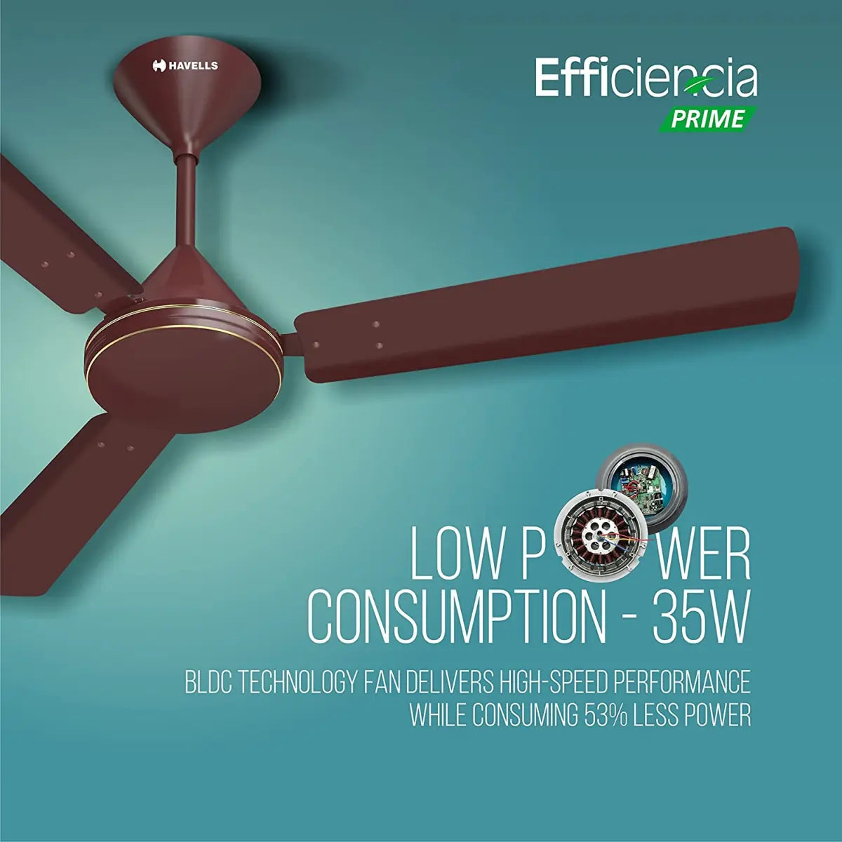 Havells Fan Efficiencia Prime 1200 mm with Remote Brown