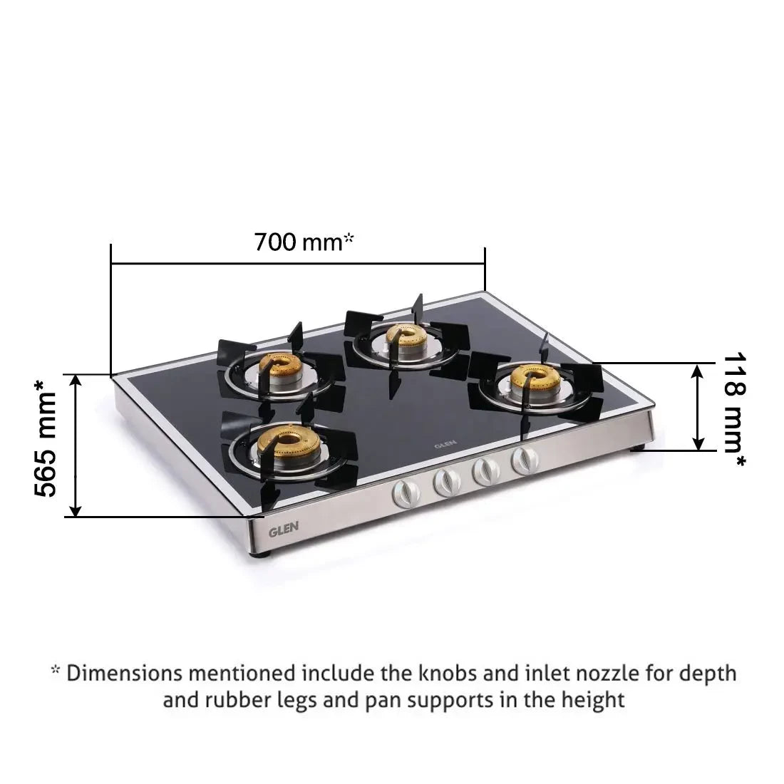 Glen GL 1048 GT Auto Ignition Forged BB Mirror Designer Glass Cooktop