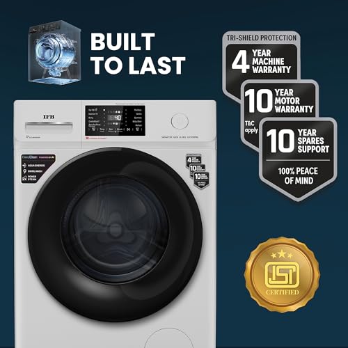 IFB 8 Kg 5 Star with 9 Swirl Wash, AI Powered, Wi-Fi, Fully Automatic Front Load Washing Machine (Senator GXN 8012, Steam Refresh Program with Eco Inverter, Grey)