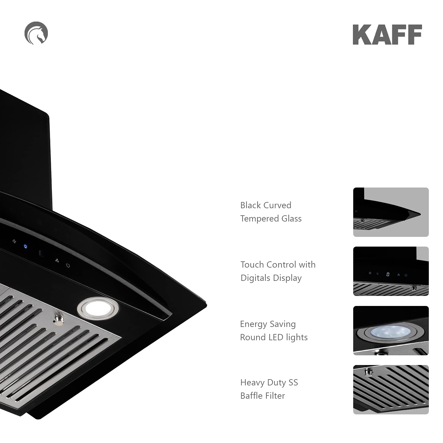 KAFF LIZ DHC 60 Dry Heat Auto Clean Touch control hood black