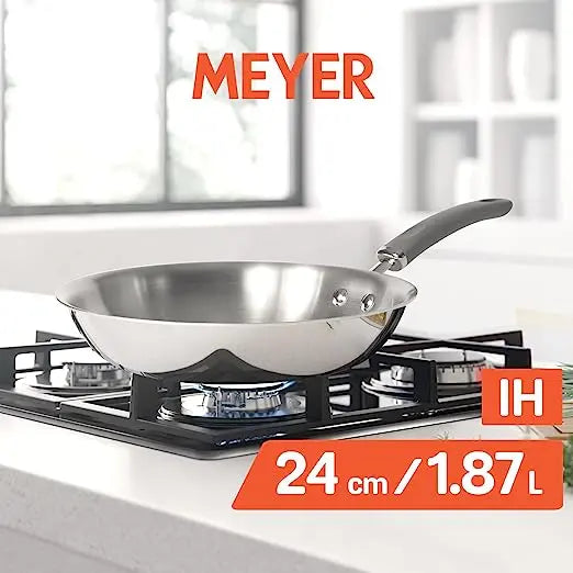 Meyer Trivantage Stainless Steel Open Frypan Gas and Induction Base 31130 24cm Grey