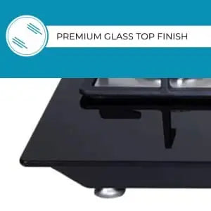 Elica Hob 3 Italian Burner Auto Ignition Glass Top - 2 Big Brass and 1 Medium Brass Lotus Burner Gas Stove (Flexi HCT 375 DX Lotus Brass)