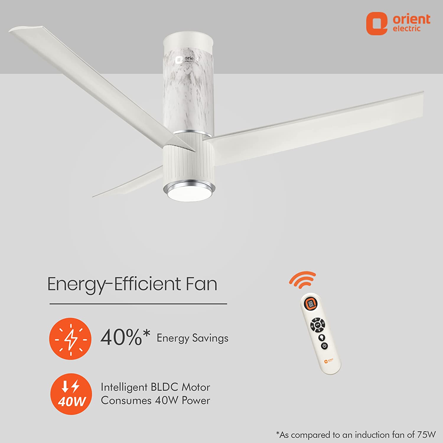 Orient Electric 1200mm Ceiling Fan Marble White