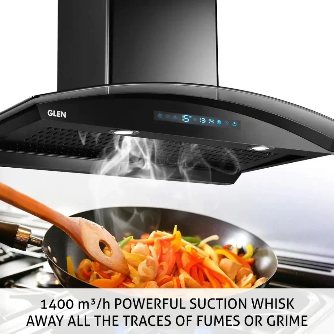 Glen Auto Clean Curved Glass Chimney with Inverter Technology, BLDC Motor 1400 m³/h 6067 BL AC - 90 cm