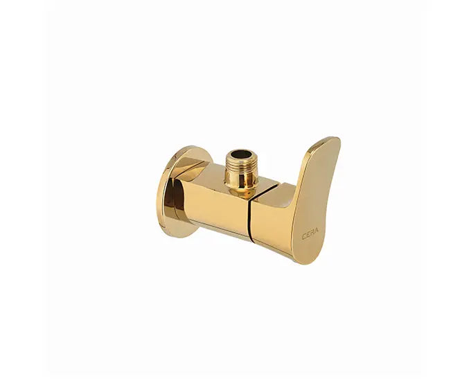 Cera F1012201FG Lustre Perla French Gold Finish Quarter Turn Angle Cock With Wall Flange