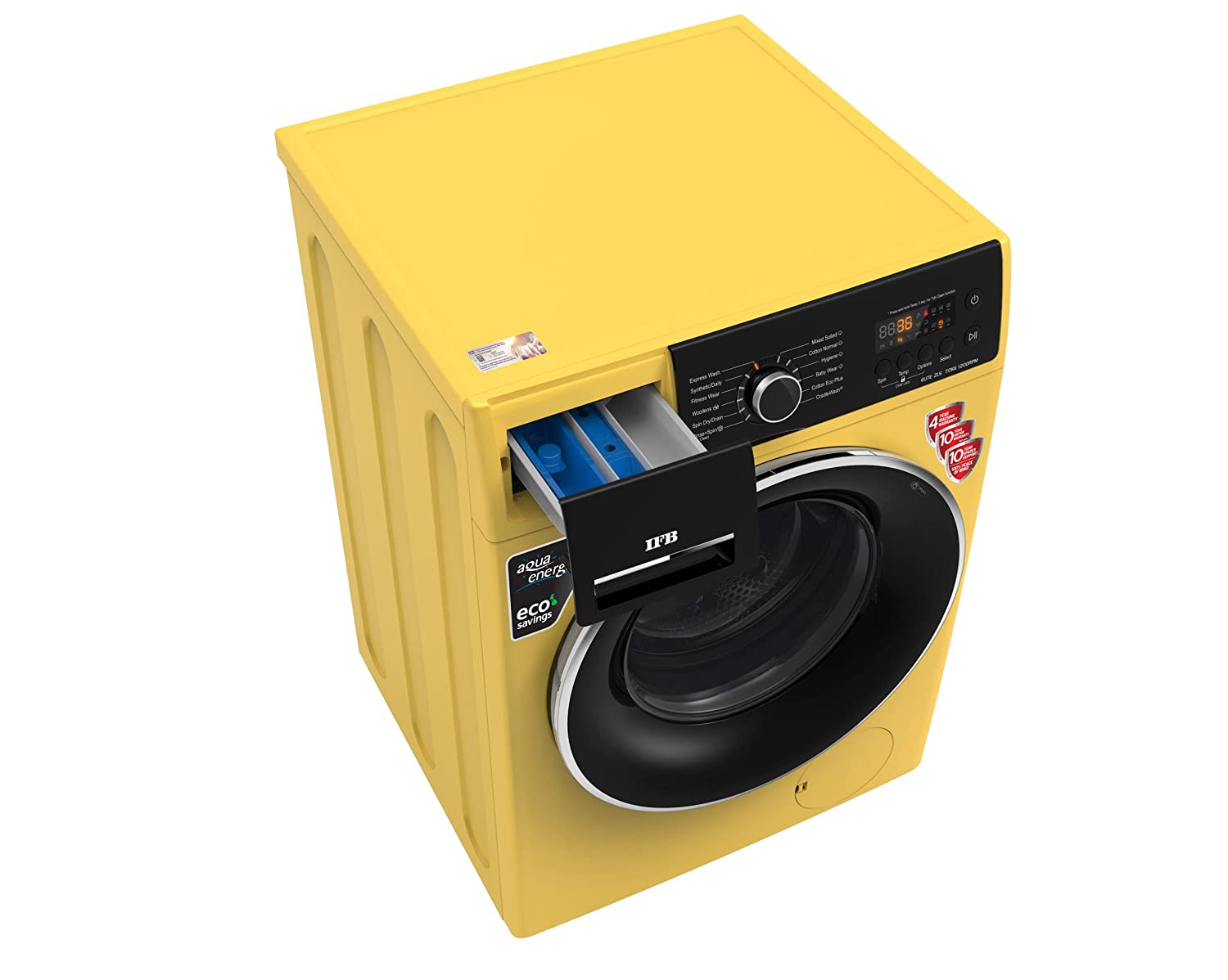 IFB 7 Kg 5 Star Front Load Washing Machine 2X Power Steam (ELITE ZLS 7012, Yellow, In-built Heater, 4 years Comprehensive Warranty)