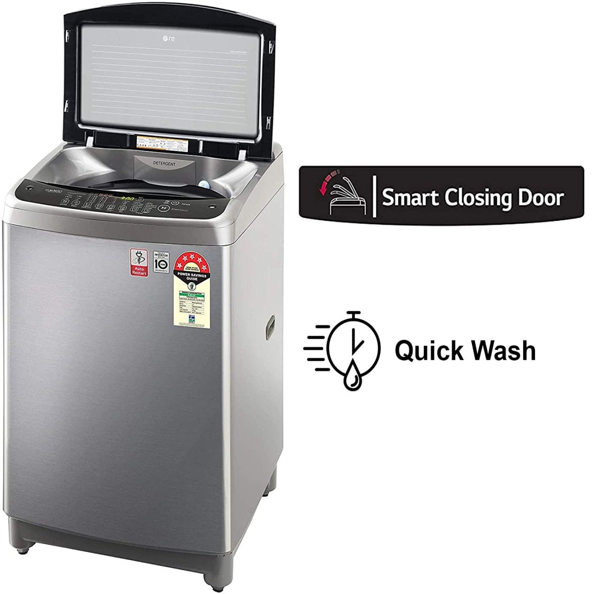 LG 9.0 Kg 5 Star Smart Inverter Fully-Automatic Top Loading Washing Machine (T90SJSS1Z, Stainless Steel, TurboDrum)