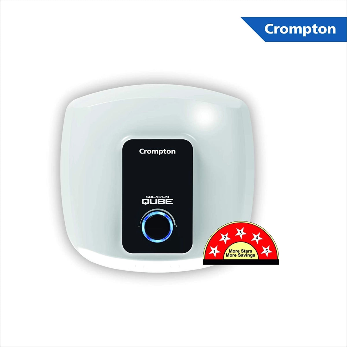 Crompton Solarium Qube 25-litre, 2KW, 5 Star-Rated Storage Water Heater/ Geyser (White & Black)