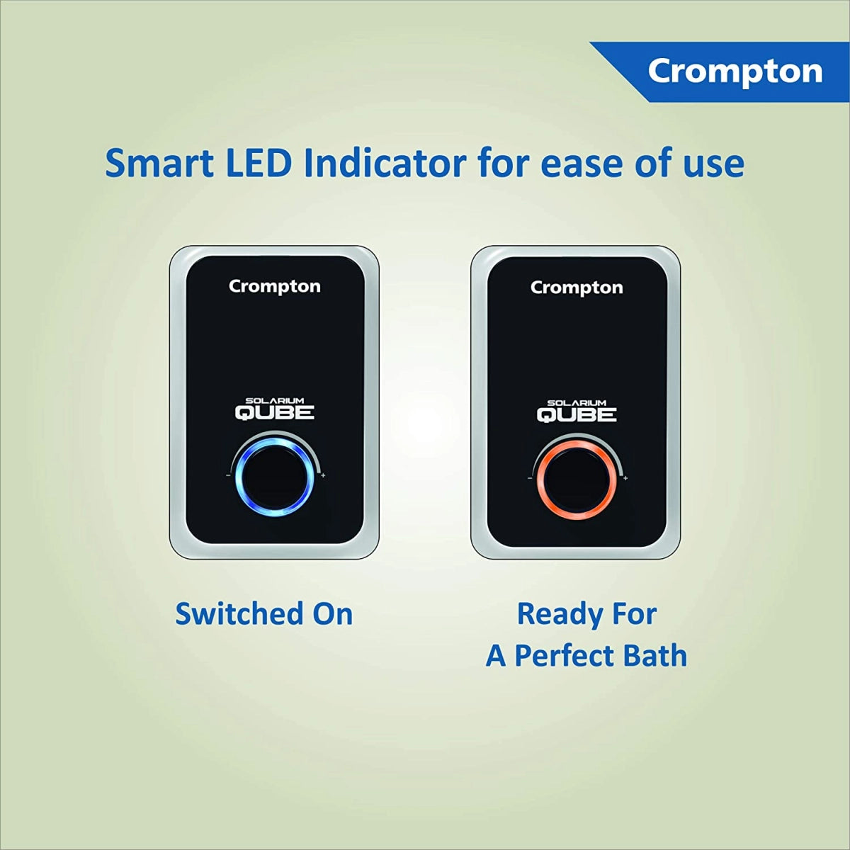 Crompton Solarium Qube Electric Water Heater 15 Litres 2000 Watt,230V AC,50Hz (ASWH-2415) White and Black