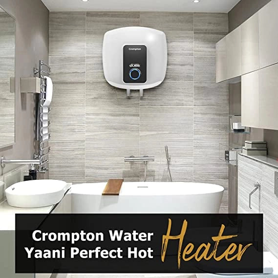 Crompton Solarium Qube 25-litre, 2KW, 5 Star-Rated Storage Water Heater/ Geyser (White & Black)