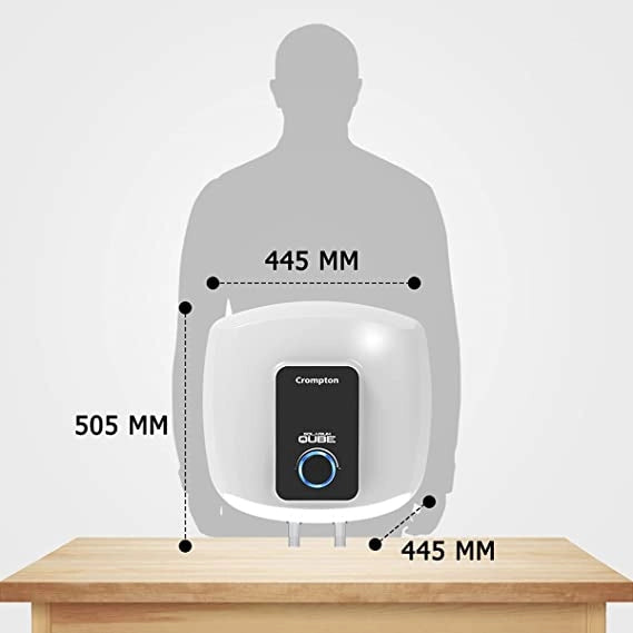 Crompton Solarium Qube 25-litre, 2KW, 5 Star-Rated Storage Water Heater/ Geyser (White & Black)