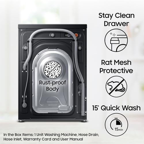 Samsung 11 kg, 5 Star, AI Ecobubble, Super Speed, Wi-Fi, Hygiene Steam with Inbuilt Heater, Digital Inverter, Fully-Automatic Front Load Washing Machine (WW11CG604DLBTL, BLACK CAVIAR, 2023 Mo