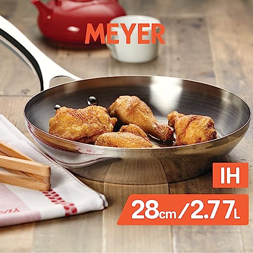 Meyer Select Stainless Steel Open Frypan Gas and Induction Base 70334 28cm Silver