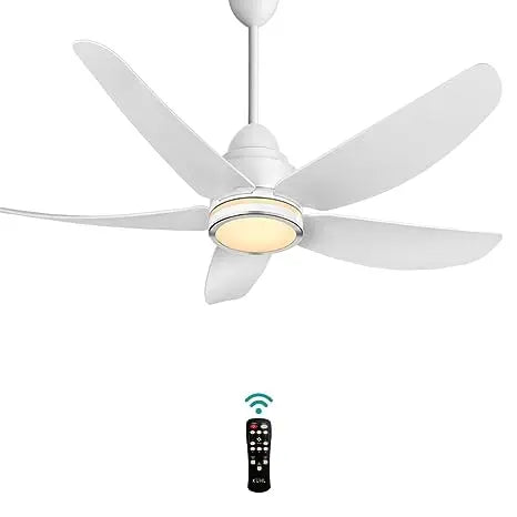 KUHL Stylish Fan Luxus C15 | 30W | BLDC Technology | 5-Star Rated | Operate on Remote-Mobile-Alexa | Night & Down Light |1200 mm sweep | Aerodynamic ABS 5 Blades | Reverse Mode | White (C15, White)