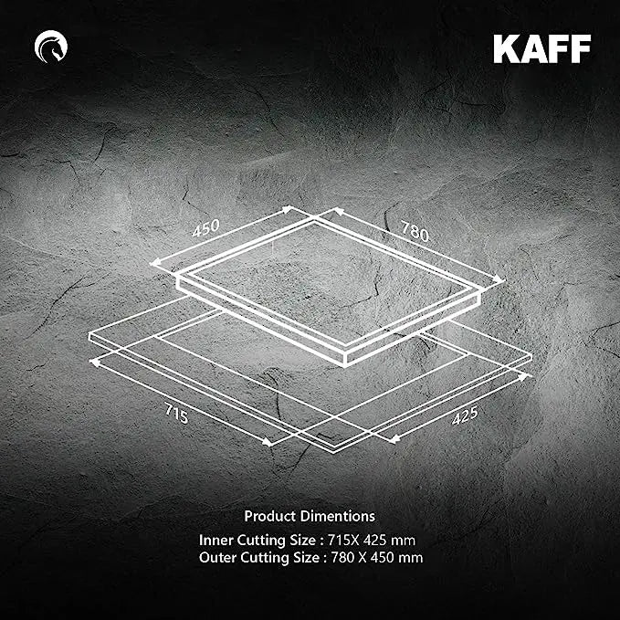 KAFF NVH 783 Built-in Hob, Series Milano, high-Efficiency hob with Full Brass Burners, Auto Electric Ignition, Designer metal knobs, Heavy duty Cast iron pan support, Black Tempered Glass